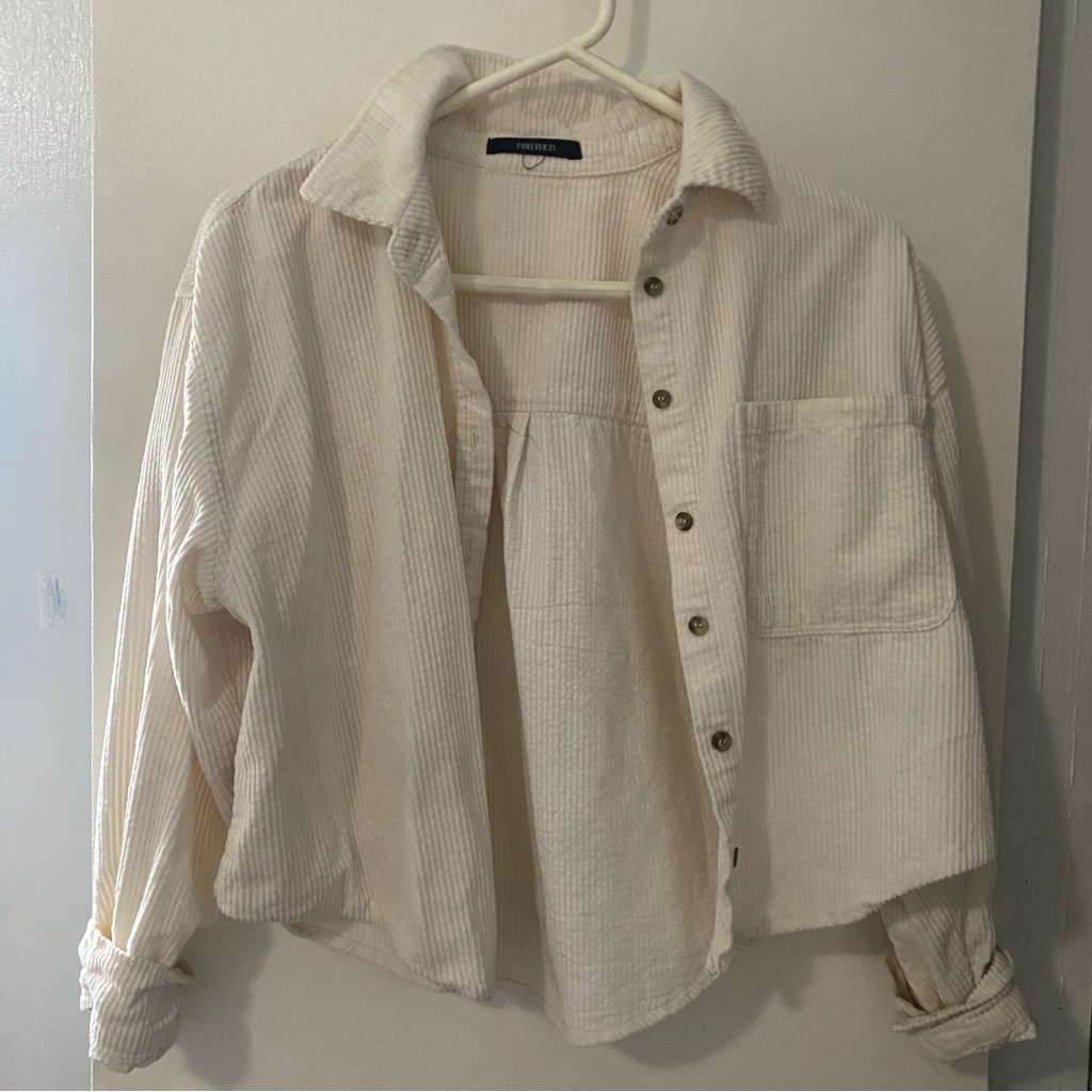 Off White Cropped Button Up